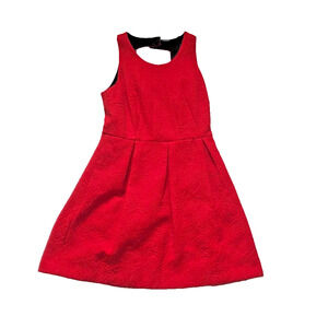 Moulinette Soeurs Anthropologie Red Brocade Dress Sz 4 A-line Pockets Romantic